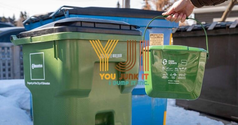 Recyclable waste bin for food scraps and compost in Edmonton, environmentally friendly waste disposal system.