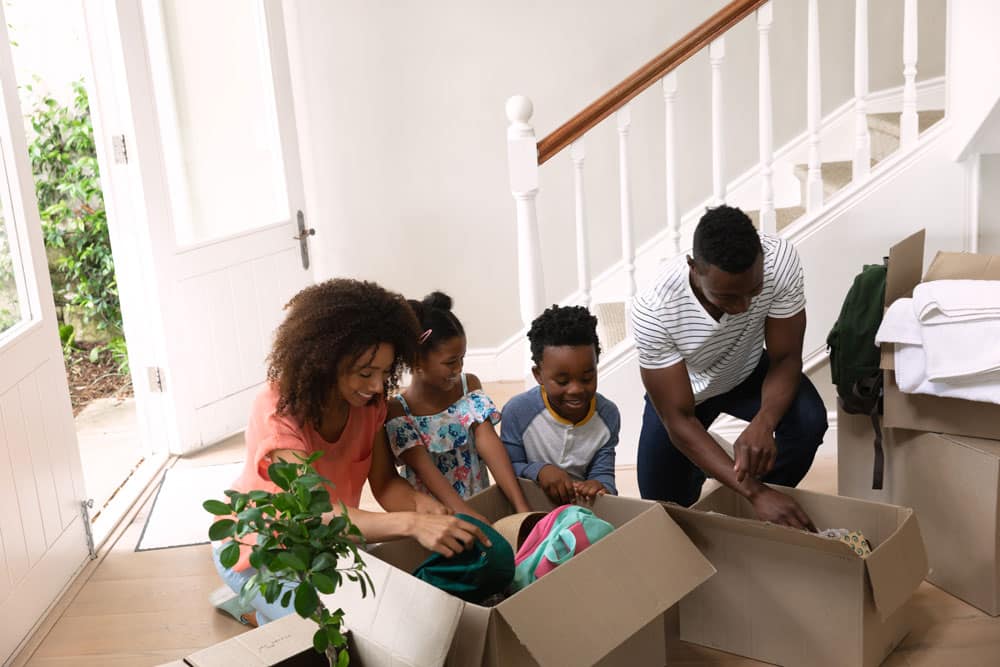 Family moving into a new home