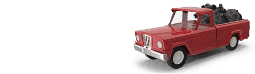 3D rendering of a red truck with the bed full of trash to illustrate a single truck load of garbage