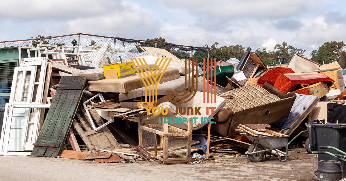 a pile of furniture and chairs