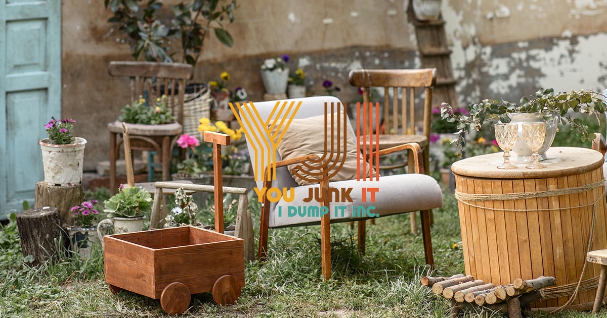 a chair and planter in a yard