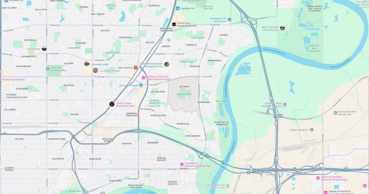 Detailed map of Edmonton with key neighborhoods, parks, and landmarks including malls, casinos, and recreational centers for navigation and exploration.