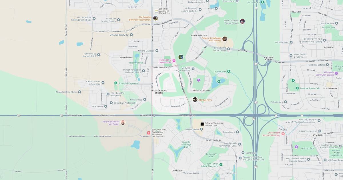 Detailed map of Rosenthal in Edmonton, showcasing parks, schools, landmarks, and neighborhood boundaries. Perfect for residents and visitors exploring the area.