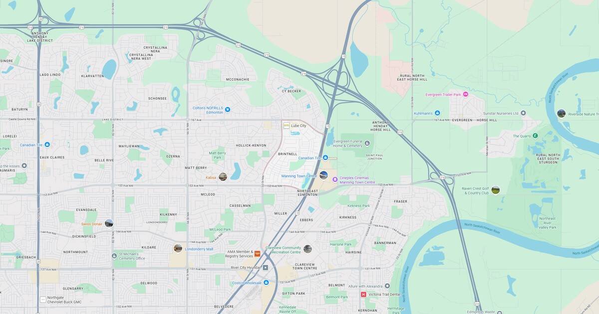 Detailed map of Leduc with neighborhoods, parks, landmarks, and transportation routes.