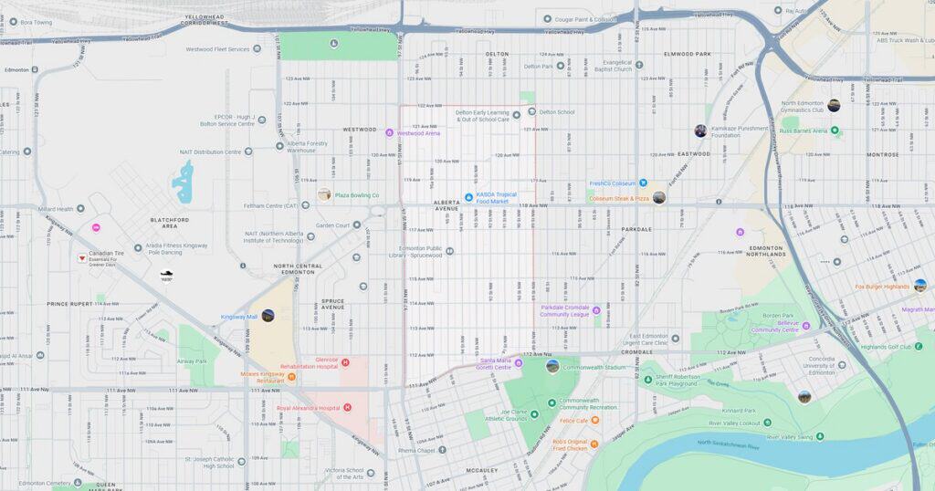 Detailed city map highlighting streets, parks, and key locations for urban planning and travel planning.