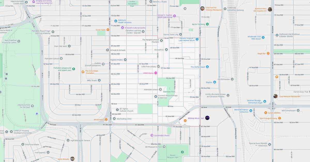 Detailed city street map showing roads, parks, and neighborhoods for navigation and urban planning.